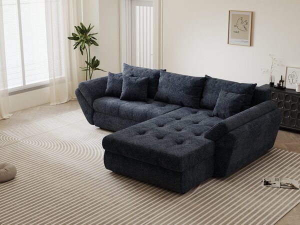 Colțar extensibil dumonde cu ladă de depozitare Loana Cremona Albastru II 270x185 cm