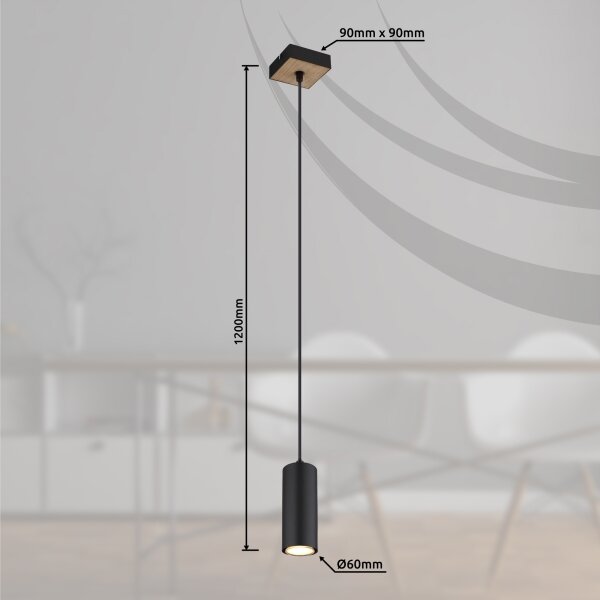 Lustră pe cablu ROBBY 1xGU10/35W/230V negru/maro Globo 57911HBW