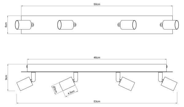 Spot DREW 4xGU10/35W/230V negru/alamă Globo 57998-4B