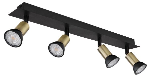 Spot DREW 4xGU10/35W/230V negru/alamă Globo 57998-4B