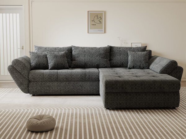 Colțar extensibil dumonde cu ladă de depozitare Loana Cremona Gri II 270x185 cm