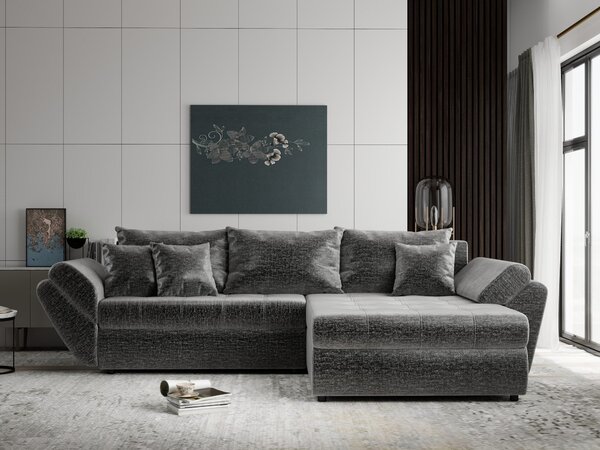 Colțar extensibil dumonde cu ladă de depozitare Loana Monolith Gri II 270x185 cm