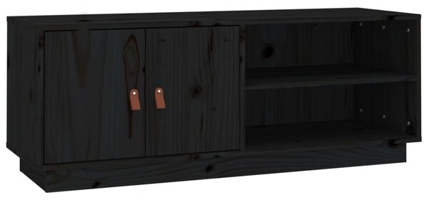 Comodă TV, negru, 105x34x40 cm, lemn masiv de pin