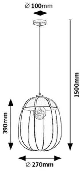 Lustră pe cablu SVENS 1xE27/60W/230V negru/portocaliu Rabalux 72034