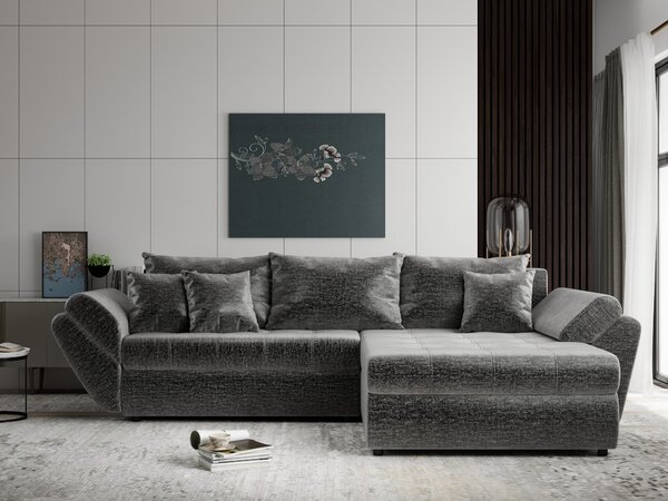 Colțar extensibil dumonde cu ladă de depozitare Loana Monolith Gri II 270x185 cm