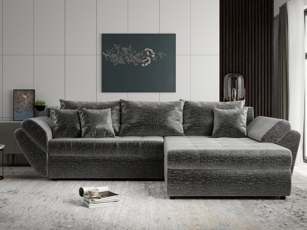Colțar extensibil dumonde cu ladă de depozitare Loana Monolith Gri II 270x185 cm