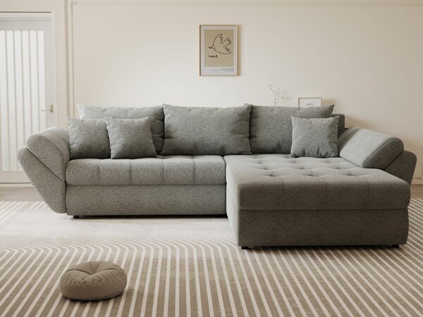 Colțar extensibil dumonde cu ladă de depozitare Loana Quelle Gri II 270x185 cm
