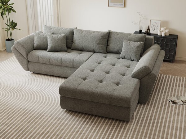 Colțar extensibil dumonde cu ladă de depozitare Loana Quelle Gri II 270x185 cm