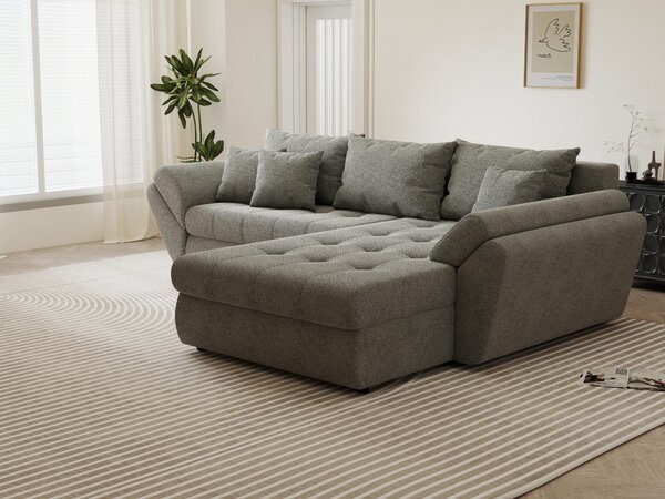 Colțar extensibil dumonde cu ladă de depozitare Loana Quelle Gri II 270x185 cm