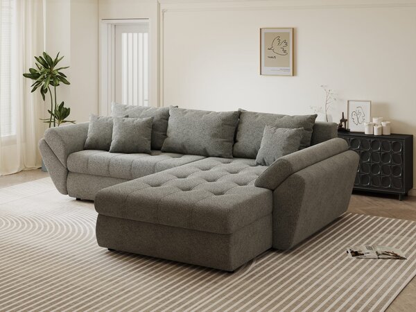 Colțar extensibil dumonde cu ladă de depozitare Loana Quelle Gri II 270x185 cm