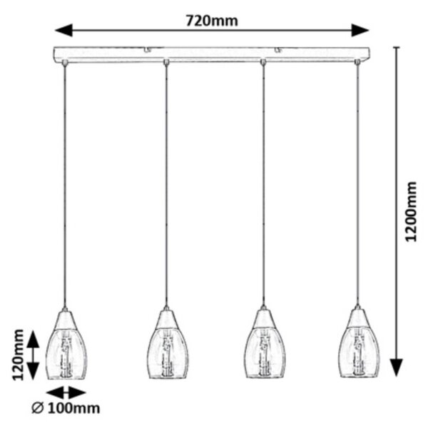 Lustră pe cablu ILMARI 4xE27/15W/230V Rabalux 72184