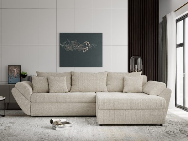 Colțar extensibil dumonde cu ladă de depozitare Loana Cremona Gri deschis II 270x185 cm