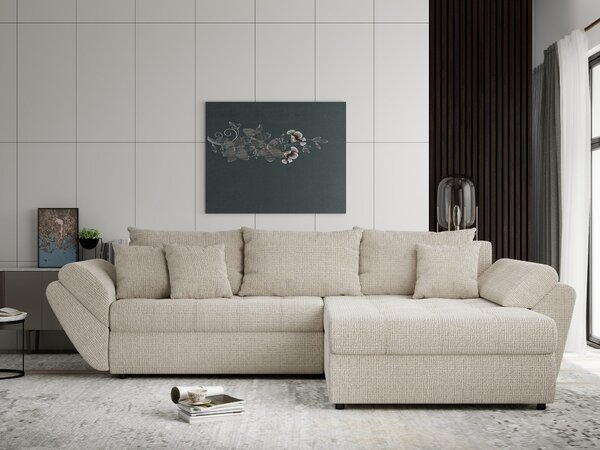 Colțar extensibil dumonde cu ladă de depozitare Loana Cremona Gri deschis II 270x185 cm