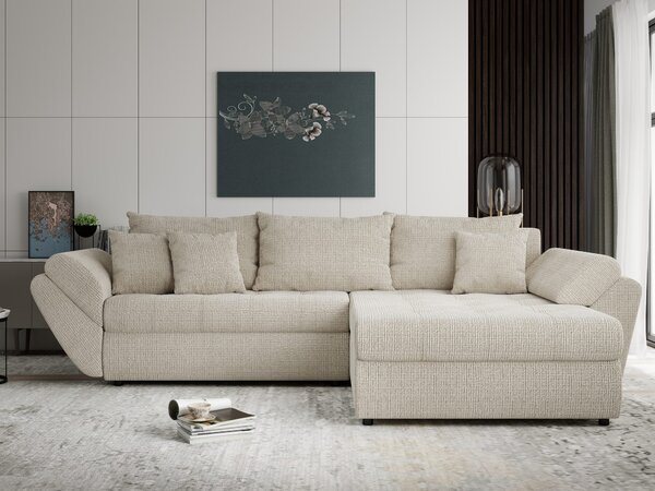 Colțar extensibil dumonde cu ladă de depozitare Loana Cremona Gri deschis II 270x185 cm