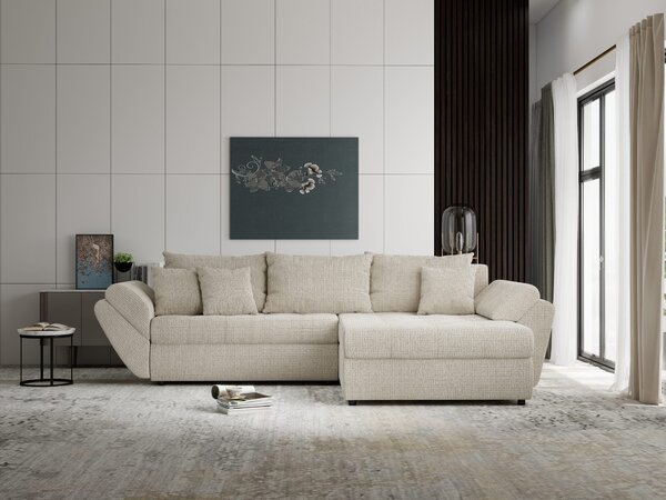 Colțar extensibil dumonde cu ladă de depozitare Loana Cremona Gri deschis II 270x185 cm