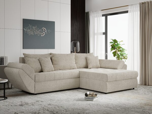 Colțar extensibil dumonde cu ladă de depozitare Loana Cremona Gri deschis II 270x185 cm