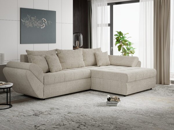 Colțar extensibil dumonde cu ladă de depozitare Loana Cremona Gri deschis II 270x185 cm