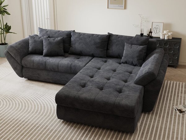 Colțar extensibil dumonde cu ladă de depozitare Loana Vibe Gri antracit II 270x185 cm