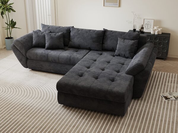 Colțar extensibil dumonde cu ladă de depozitare Loana Vibe Gri antracit II 270x185 cm