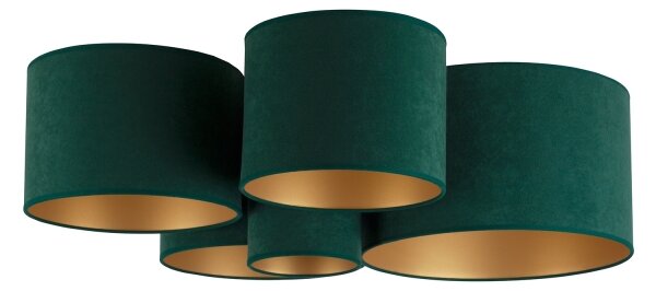 Duolla - Plafonieră ROLLER PENTO 5xE27/60W/230V verde/auriu