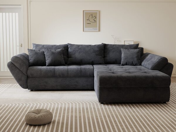 Colțar extensibil dumonde cu ladă de depozitare Loana Vibe Gri antracit II 270x185 cm