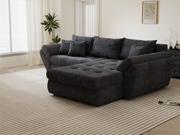Colțar extensibil dumonde cu ladă de depozitare Loana Vibe Gri antracit II 270x185 cm