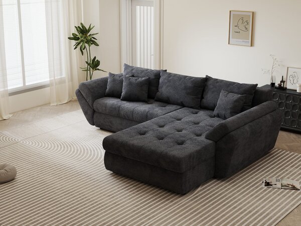 Colțar extensibil dumonde cu ladă de depozitare Loana Vibe Gri antracit II 270x185 cm