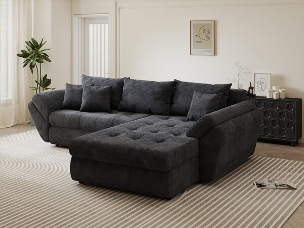 Colțar extensibil dumonde cu ladă de depozitare Loana Vibe Gri antracit II 270x185 cm