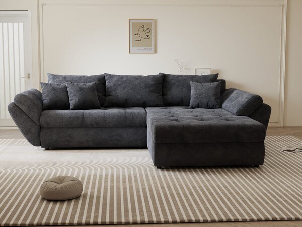 Colțar extensibil dumonde cu ladă de depozitare Loana Vibe Gri antracit II 270x185 cm