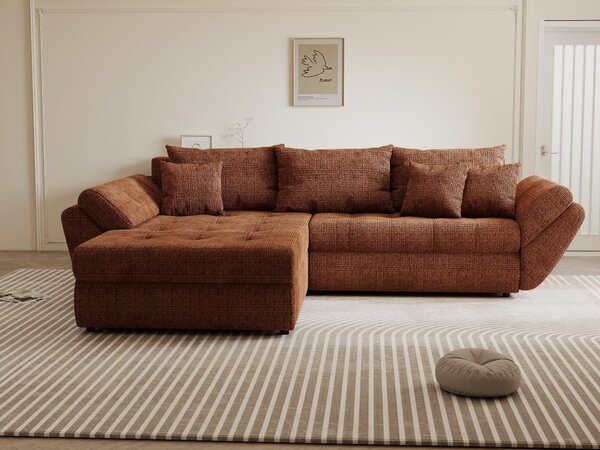 Colțar extensibil dumonde cu ladă de depozitare Loana Cremona Teracota 270x185 cm