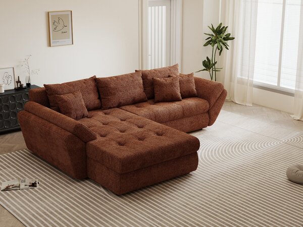 Colțar extensibil dumonde cu ladă de depozitare Loana Cremona Teracota 270x185 cm