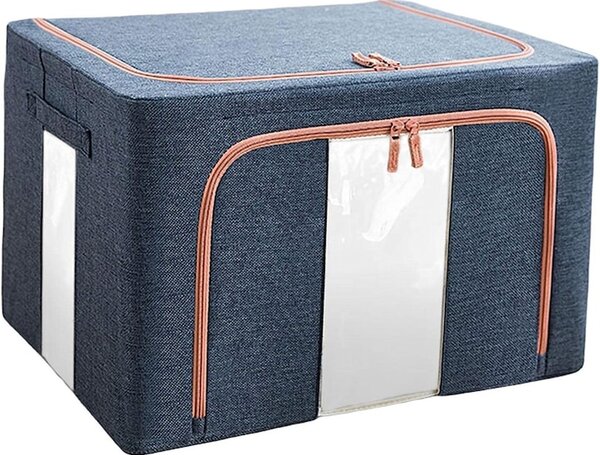 Set 3 cutii pliabile pentru depozitare, 24L, 66L, 100L, Albastru
