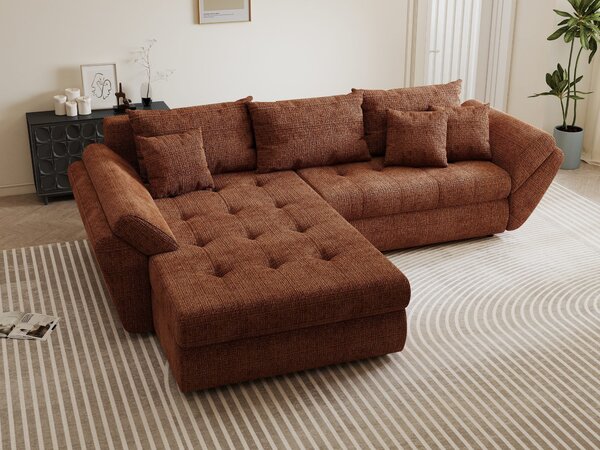 Colțar extensibil dumonde cu ladă de depozitare Loana Cremona Teracota 270x185 cm