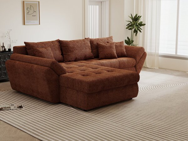 Colțar extensibil dumonde cu ladă de depozitare Loana Cremona Teracota 270x185 cm