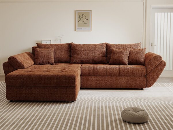 Colțar extensibil dumonde cu ladă de depozitare Loana Cremona Teracota 270x185 cm
