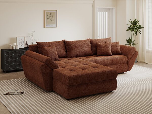 Colțar extensibil dumonde cu ladă de depozitare Loana Cremona Teracota 270x185 cm
