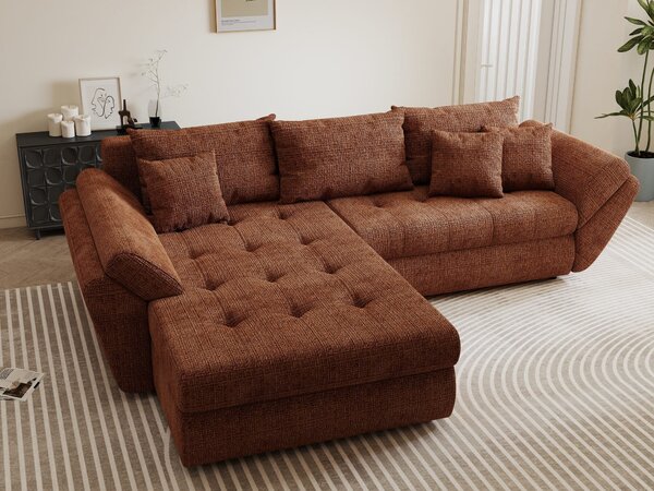 Colțar extensibil dumonde cu ladă de depozitare Loana Cremona Teracota 270x185 cm
