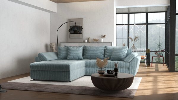 Colțar extensibil dumonde cu ladă de depozitare Loana Ambience Mint 270x185 cm