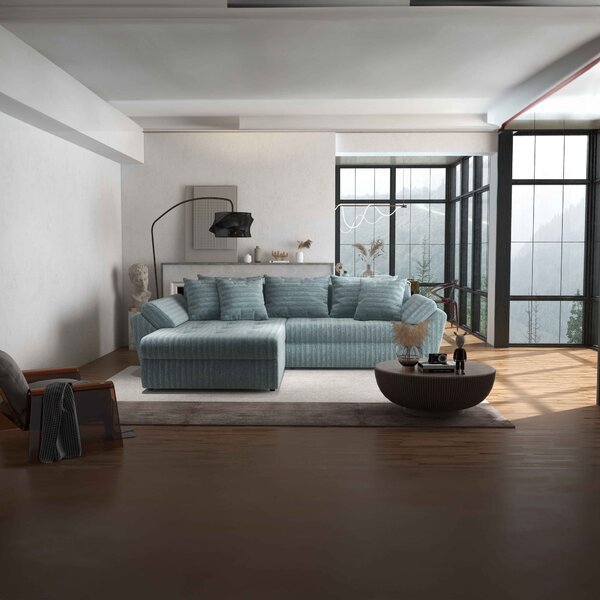 Colțar extensibil dumonde cu ladă de depozitare Loana Ambience Mint 270x185 cm