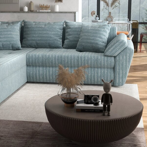 Colțar extensibil dumonde cu ladă de depozitare Loana Ambience Mint 270x185 cm