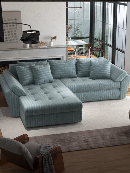 Colțar extensibil dumonde cu ladă de depozitare Loana Ambience Mint 270x185 cm