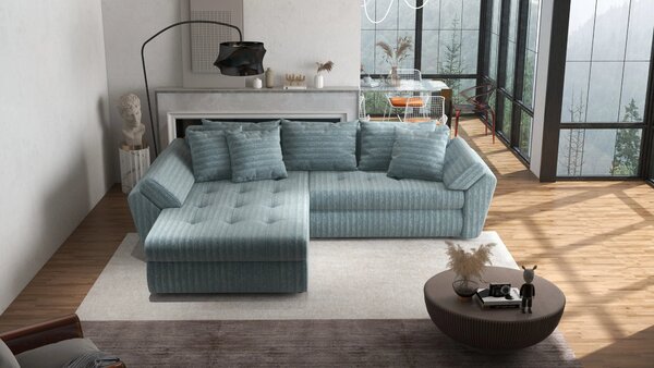 Colțar extensibil dumonde cu ladă de depozitare Loana Ambience Mint 270x185 cm