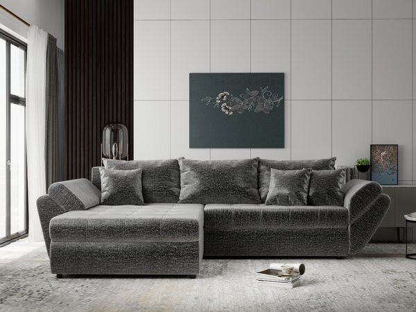 Colțar extensibil dumonde cu ladă de depozitare Loana Monolith Gri 270x185 cm