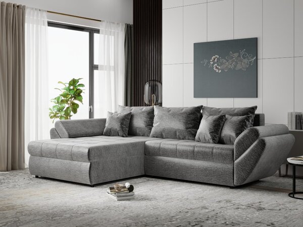 Colțar extensibil dumonde cu ladă de depozitare Loana Monolith Gri 270x185 cm