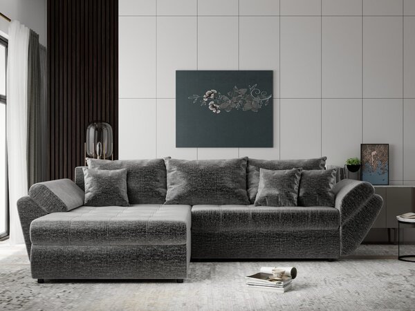 Colțar extensibil dumonde cu ladă de depozitare Loana Monolith Gri 270x185 cm