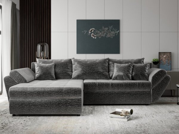 Colțar extensibil dumonde cu ladă de depozitare Loana Monolith Gri 270x185 cm