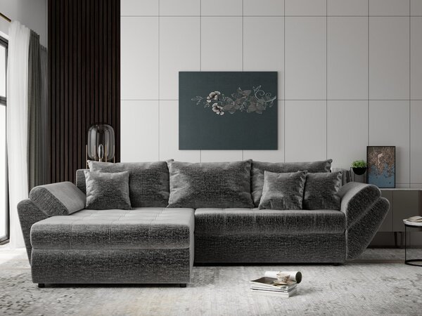 Colțar extensibil dumonde cu ladă de depozitare Loana Monolith Gri 270x185 cm