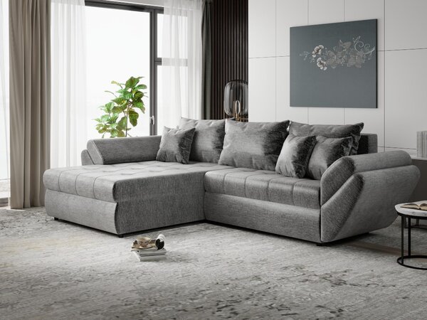 Colțar extensibil dumonde cu ladă de depozitare Loana Monolith Gri 270x185 cm