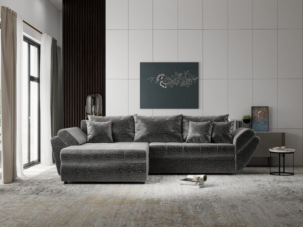 Colțar extensibil dumonde cu ladă de depozitare Loana Monolith Gri 270x185 cm