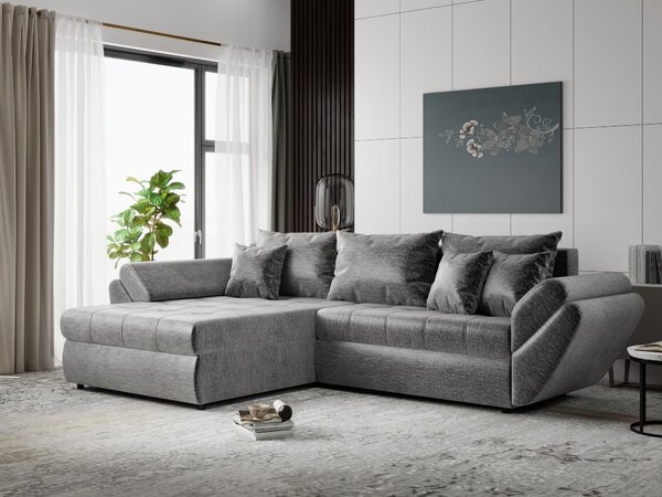 Colțar extensibil dumonde cu ladă de depozitare Loana Monolith Gri 270x185 cm